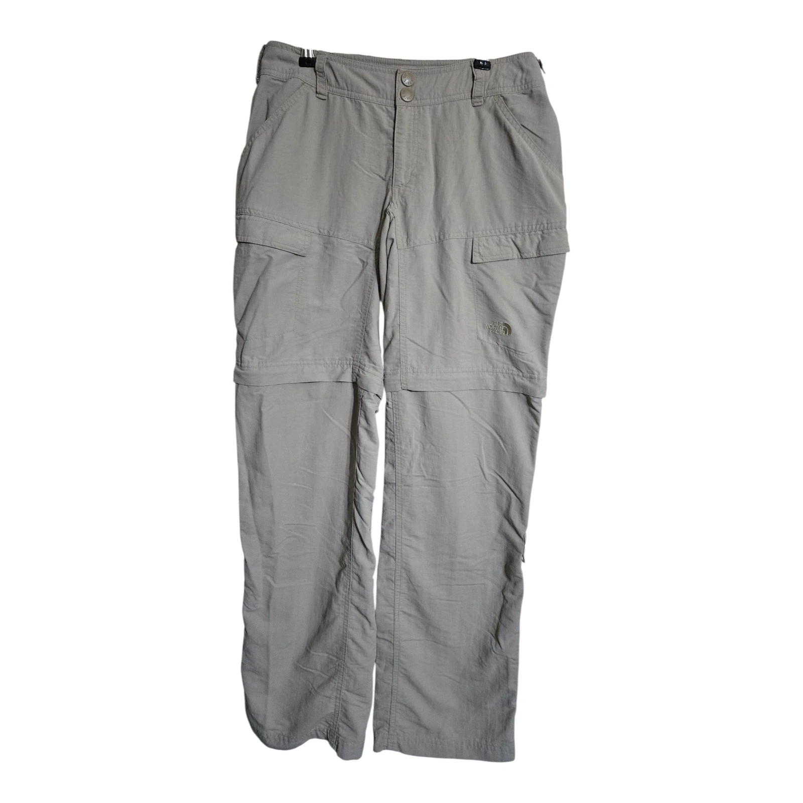 North Face Pants Womens 4 Gray Nylon Convertible Hiking Outdoor Cargo Regular