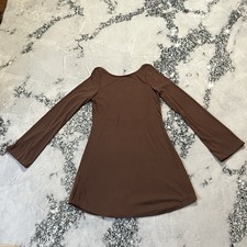 Free People Beach Dress Womens Size Small Brown Long Sleeve Flare Sleeve Mini