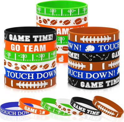 42pcs Football Party Favors Silicone Bracelets Rubber Wristbands for Kids Adults