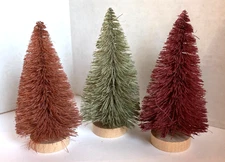Creative Co-Op Set of 3 Sisal Trees in Bag 4"H x 2"W Brown, Green & Maroon