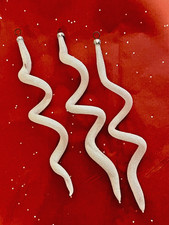 EXCELLENT CONDITION Christmas Icicle Ornaments 3 GLITTERED SPIRALS Glass WHITE