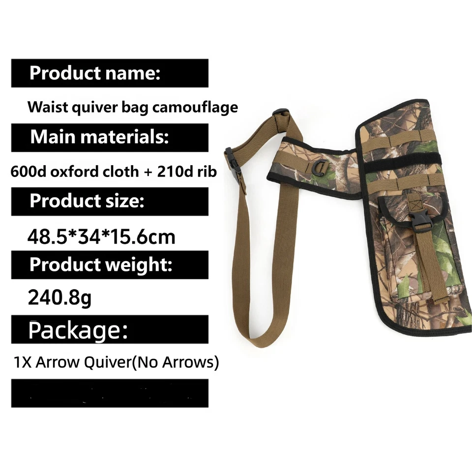 Archery Arrow Quiver Leather Bag Holder Hip Waist Recurve Bow Longbow Hunting - Image 4 of 4