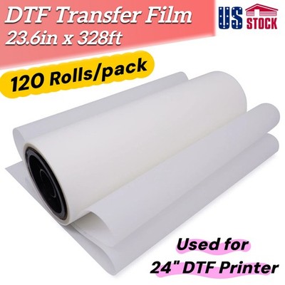 DTF Film 23.6'' x 328ft 120Rolls Instant Hot Peel Double sided For 24in Printer
