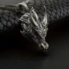 Domineering Dragon Head Necklace Jewelry Vintage-Silvery Magical Gothic Pendant
