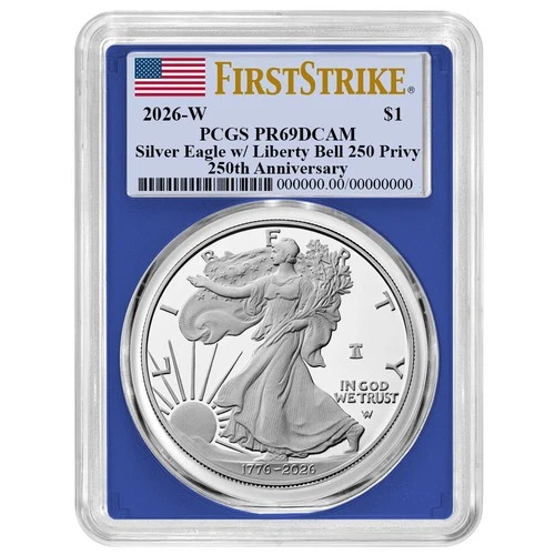 2026-W $1 1-oz Proof American Silver Eagle PCGS PR69DCAM FS Flag Label Blue