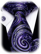 Paisley Tie Sets Floral Necktie Handkerchief Cufflinks Set Silk Woven Ties Busin