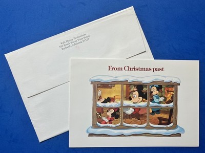 1983 Walt DISNEY Productions CHRISTMAS Card.MICKEY, MINNIE . w/ env. DIE-CUT