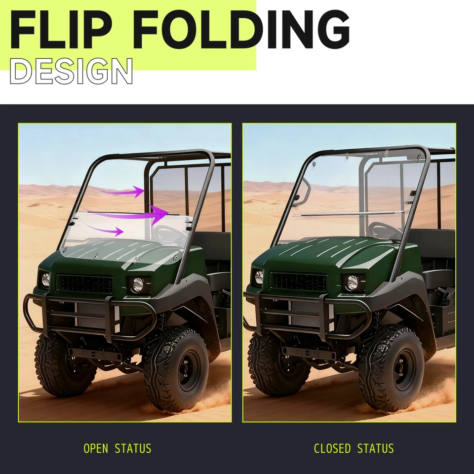 Clear Plastic Flip Up Windshield For 2009-2023 Kawasaki Mule 4000/4010 - Image 4 of 4