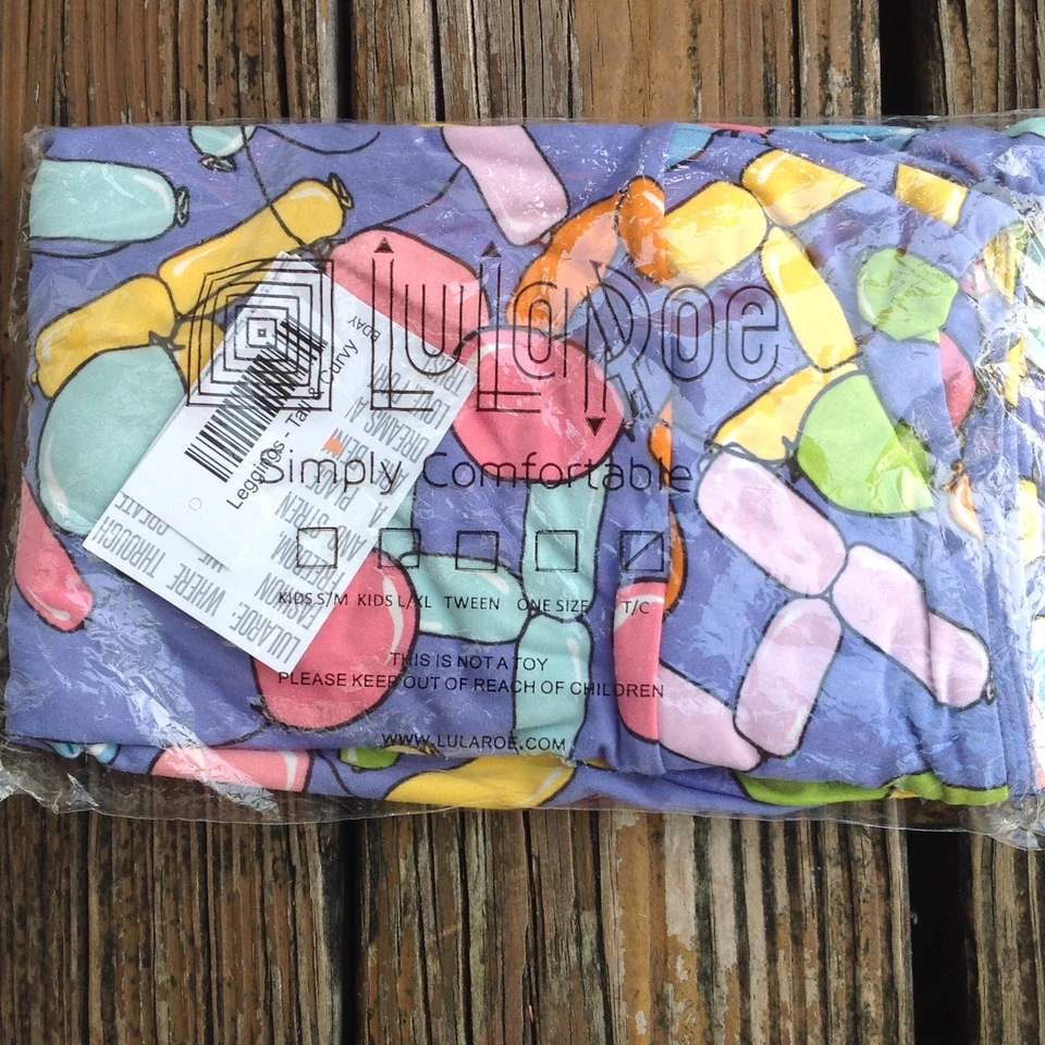 Leggings Lularoe Azul Cumpleaños Globo Animal TC Alto y Curvilíneo Talla Grande 12-22 Foto 2 de 2