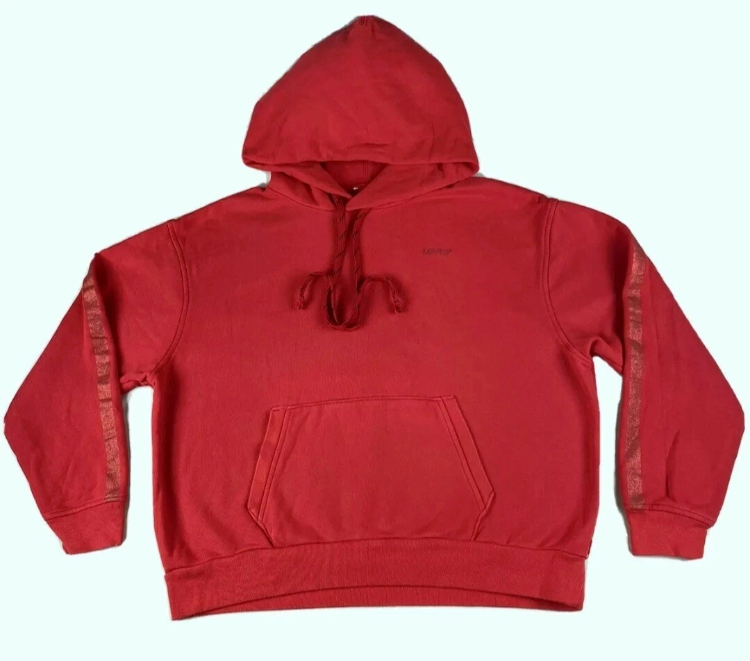 Levi’s Women's Oversized Small Logo Hoodie With Glitter Taping In Red Size S