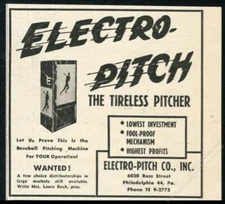 1952 Electro Pitch coin-op baseball pitching machine pic vintage trade print ad