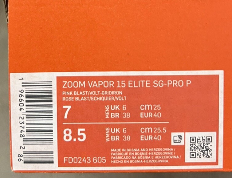 【新品】Nike Zoom Vapor 15 Elite SG-PRO 25.5 SG Soccer Cleats - Silver, Green and Black Nike Air Zoom