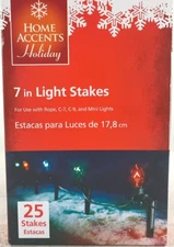 Holiday Christmas Lights 7" 25 Stakes for C-7 C-9 Mini Lights by Home Accents