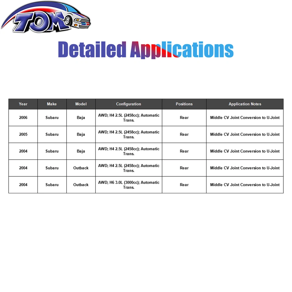 62.40" DRIVE SHAFT FOR SUBARU BAJA 03-06 LEGACY 96-99 OUTBACK 01-04 27111-AE061 - Image 2 of 4