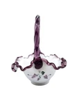 Fenton Milk Glass Lilac Plum Crest Basket Purple White Hand Painted Shelly 8"