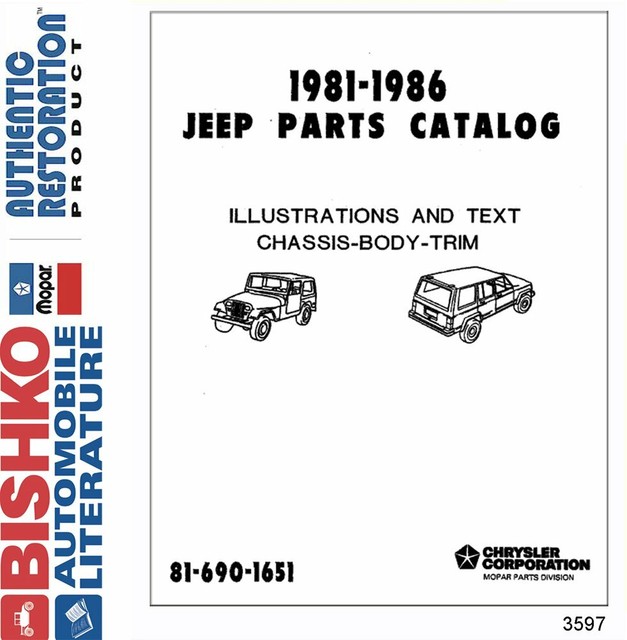 1981 1983 1984 1985 1986 Jeep Parts Book List Guide CD for sale online