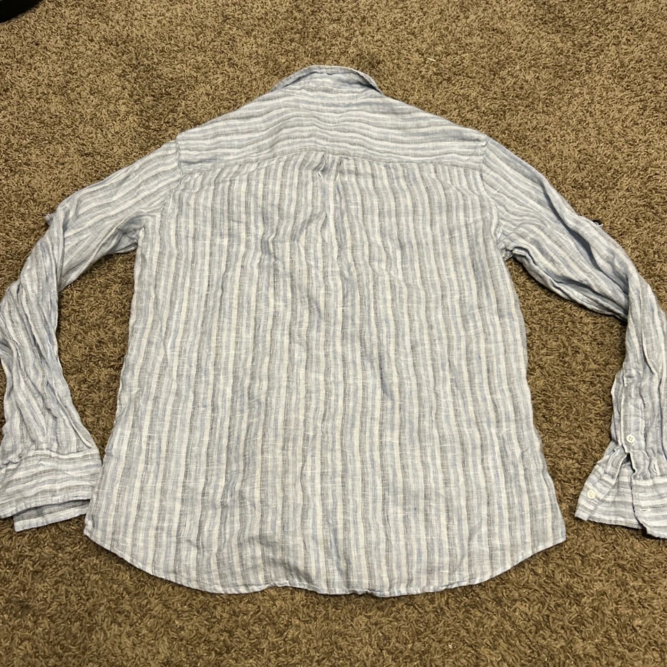 Mens L MURANO Shirt Blue Striped Long Sleeve Casual Top Button Up B1 - Image 3 of 3