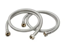STAINLESS STEEL BRAIDED WASHING MACHINE HOSES 5FT PAIR
