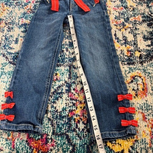 Gymboree red ribbon girl’s denim jeans, girl's size 4 slim - Picture 7 of 7