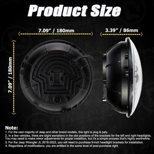 PAIR 7" LED Headlights w/Start-up Gradient Welcome Halo For VW Beetle Classic - Picture 5 of 19