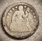 1857 LIBERTY SEATED DIME  ** ABOUT GOOD COIN **  (8068)