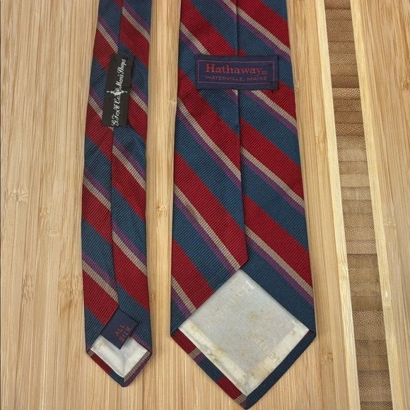 Hathaway 男式 100% 真丝对角线条纹 Rep 领带 – 经典正式 — 第 4/4 张图片