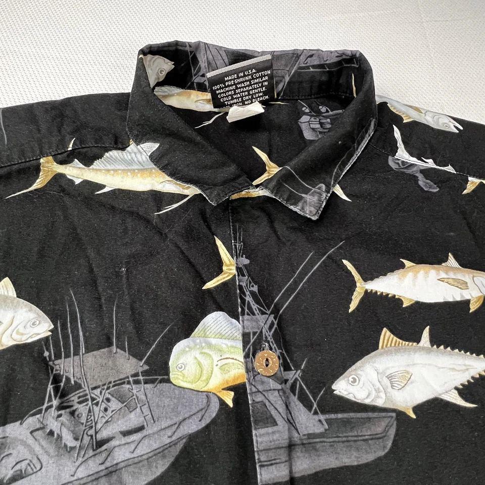 De colección DUKE BOYD Pesca de Peces Abotonada Hecho en EE. UU. Negro XL Foto 2 de 4