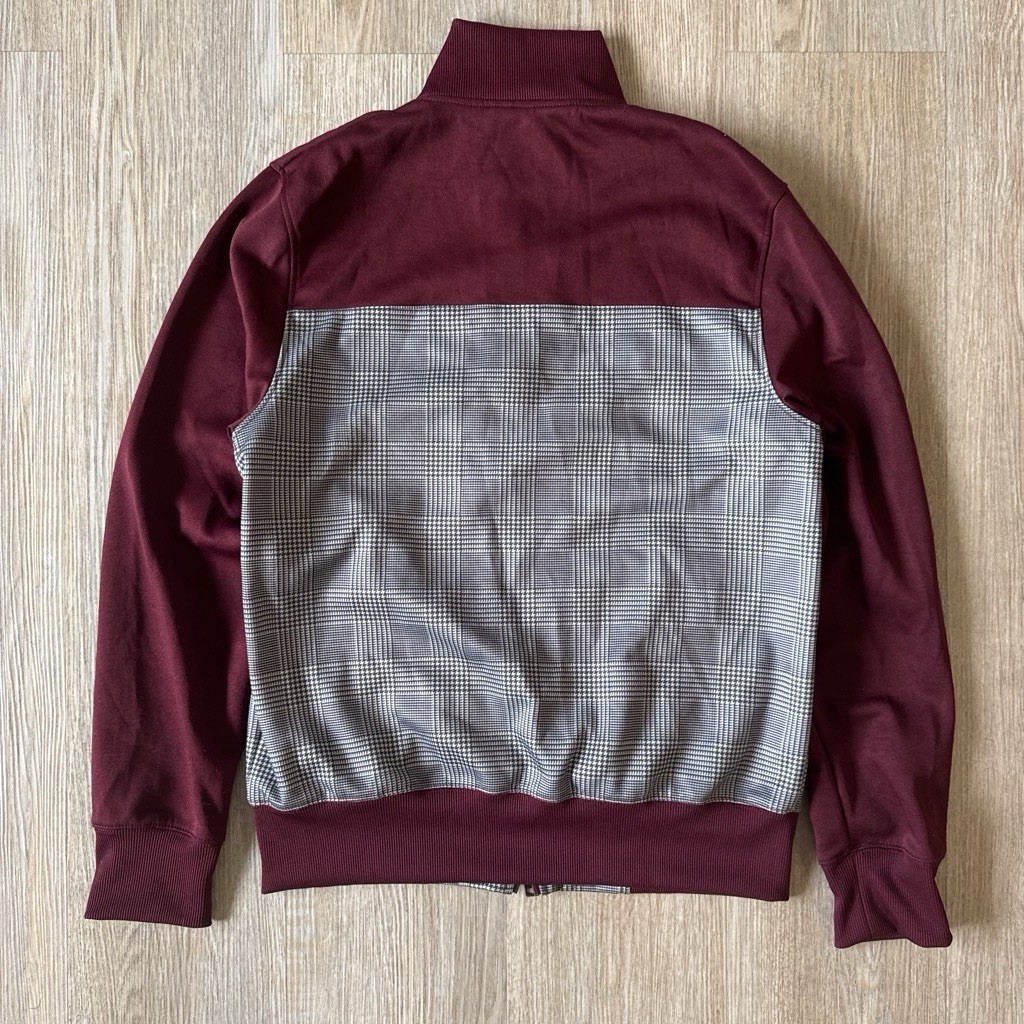 Ben Sherman Track Jacket Burgundy Plaid Full Zip Indie Mod Sweater View 5
