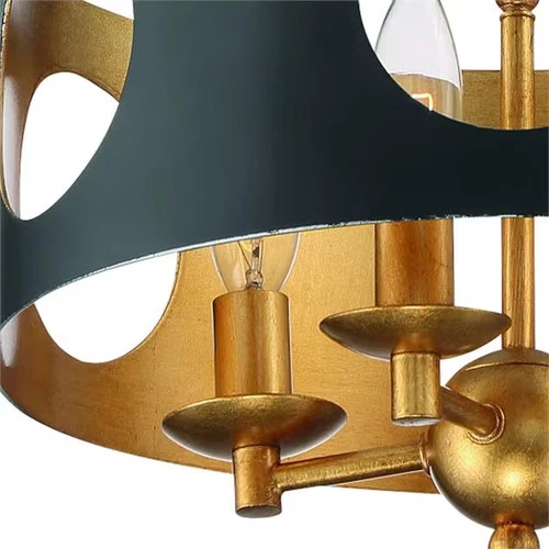 Crystorama Odelle 4-Light 14" Ceiling Light in Matte Black And Antique Gold - Picture 3 of 5