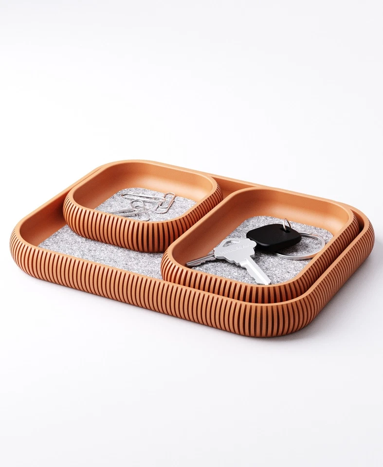 Studio Loup Catchall Tray Set Type 2 Modern Organizer Key Valet Orange Blue Felt - Image 2 of 4