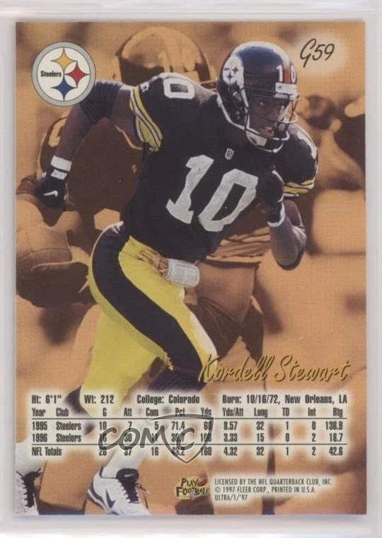 1997 Fleer Ultra Gold Medallion Edition Kordell Stewart #G59 - Image 2 of 2