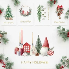ZICOTO Beautiful Christmas Cards Set of 20 with Watercolor Designs - Incl. Bulk 
