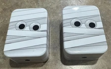 Pair Of See’s Candies Halloween Collectible Mummy Themed Tin Lollipop Covers