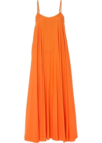 Neu Maxikleid aus feiner Viskose Gr. 48 Orange Damen Maxi-Kleid Sommerkleid
