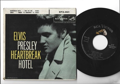 ROCKABILLY 45 -E.P. w/ PIC COVER- ELVIS PRESLEY - HEARTBREAK HOTEL-HEAR-1956 RCA