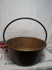 Antique Brass and Iron Jam Pan Apple Butter Kettle Cauldron Cooking Large Pot