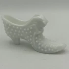 Vintage Fenton? Hob Nail White  Glass Cat Head Shoe