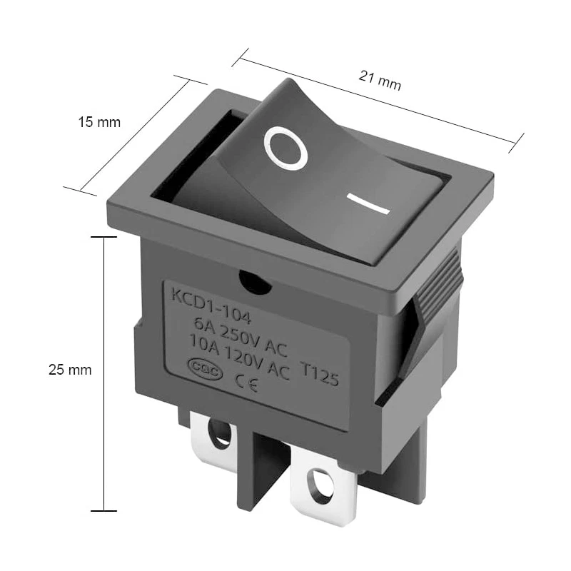 INTERRUTTORE A BILANCIERE BIPOLARE DA INCASSO ON-OFF 125V - 250V 10A/6A NERO - Image 4 of 4
