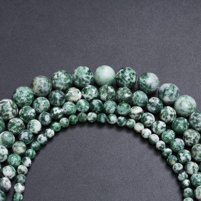 DIY 1 String 4/6/8/10mm Natural Stone Loose Beads Green Dot Stone Wholesale