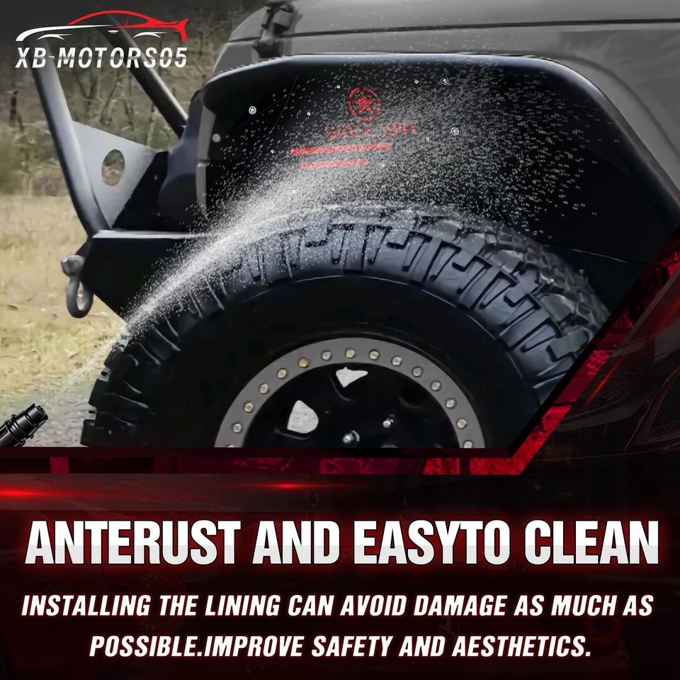 Front&Rear Inner Fender Liners for 07-18 Jeep Wrangler JK &JKU Unlimited Bolt-on - Image 4 of 4