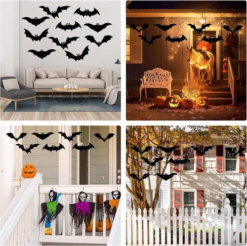 Hanging Bats Halloween Decorations Outdoor - 20 Pack Large Flying Bats - Picture 7 of 12