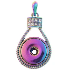 Snap Jewelry Rhinestone Rainbow Plated Pendant Fits 18-20mm Ginger Charms