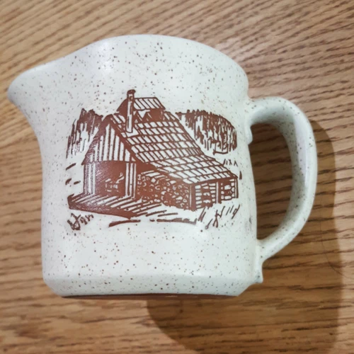 Vintage Onion River Pottery Coffee Mug Winooski Vermont Clay Brown White 12 oz
