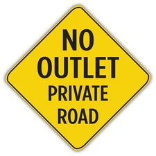 No Outlet Private Road Aluminum Sign