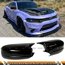 FOR 11-23 DODGE CHARGER SCAT SRT M STYLE GLOSS BLACK SIDE VIEW MIRROR COVER CAP