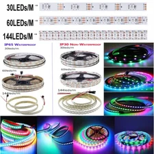 5050 WS2812B RGB SMD Flexible Strip light Waterproof 5V 30 60 144 150 300 Leds