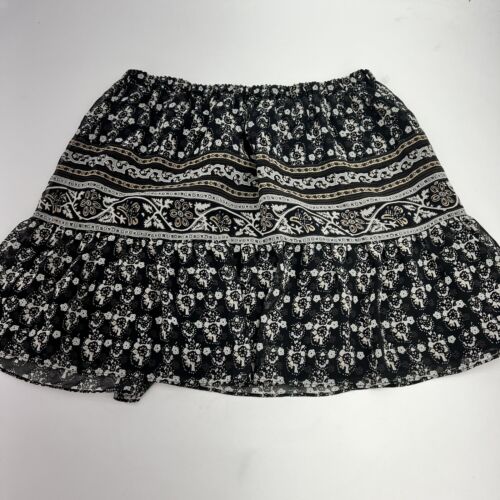 Madewell Floral Print Skirt Black White Yellow Gre
