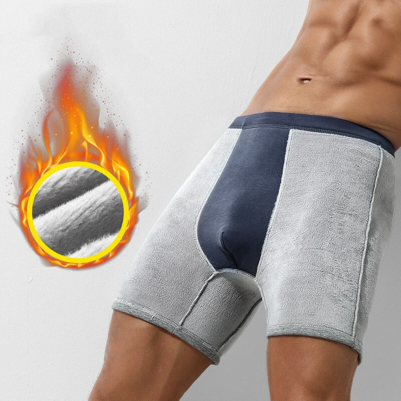 Men's Warm Fleece Winter Boxer Briefs Trunk Shorts Underwear Panties  Underpants 