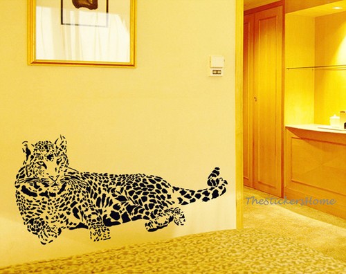 Huge 110cm LEOPARD Wall Stickers Art Decal Wild Cat Animal Mural Paper Removable - Picture 2 of 6