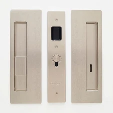Cavilock CL400B-PR-38-LH Magnetic Privacy Pocket Door Pull Set - Nickel